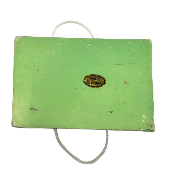 Ceramic Gift Bag Planter Vase Pen Cup Green Multicolor 1980s Floral Pattern 4" - Picture 6 of 9